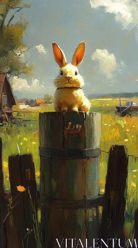 AI ART Whimsical Bunny in Lush Landscape