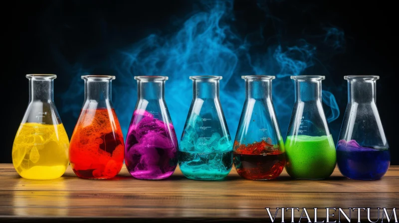 Colorful Beakers with Liquid Smoke: Witchy Academia Still Lifes AI Image