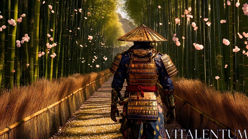 AI ART Warrior in Bamboo Grove