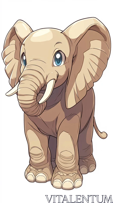 Cute Elephant Art with Expressive Features AI Image