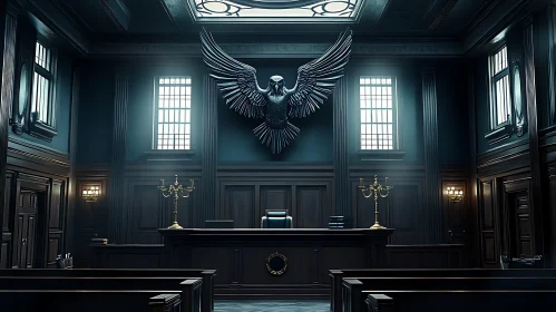 Classical Courtroom Interior with Eagle Decor