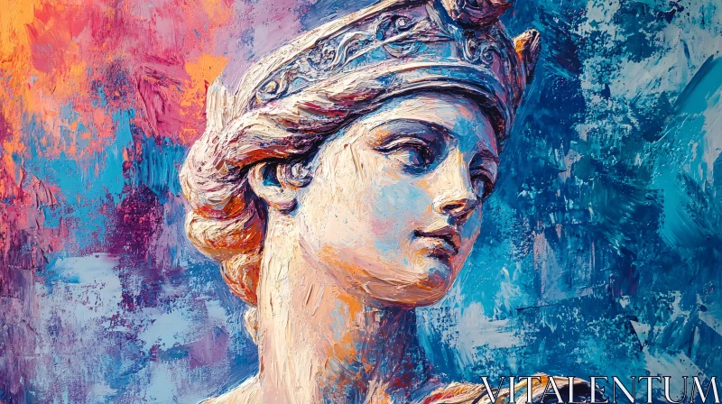 Painted Sculpture of Woman with Crown AI Image