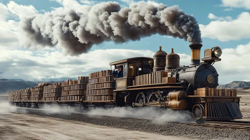 Old Steam Train with Book Cargo