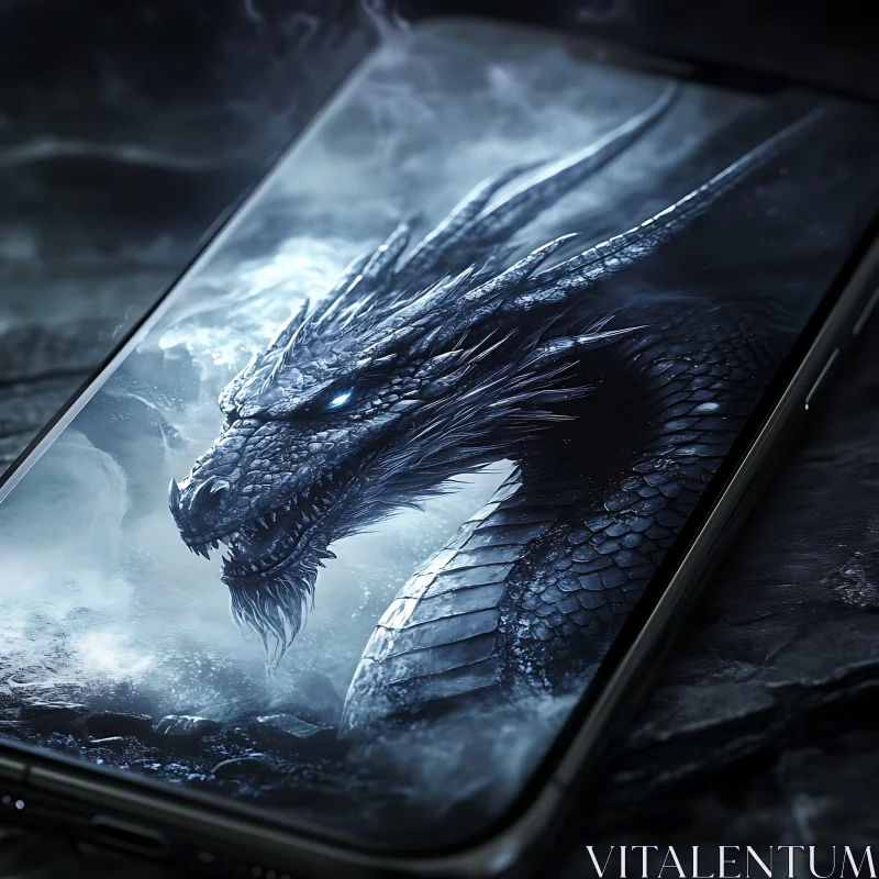 AI ART Dragon on Mobile Phone Display