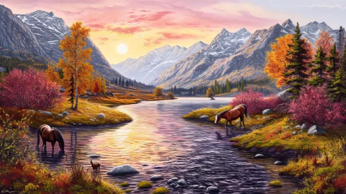 Mountain Valley in Fall: Captivating Landscape Painting