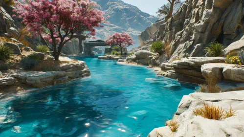 Tranquil River Landscape in a Canyon