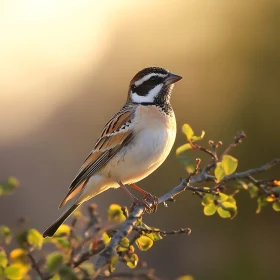 Bird Portrait on Branch in Sunlight