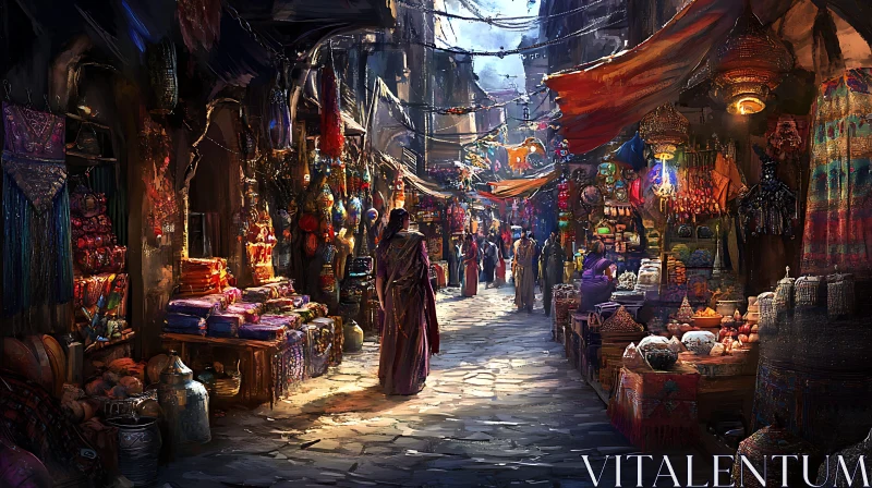 Bustling Marketplace Street View AI Image