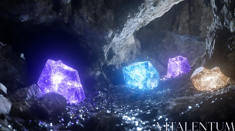 Mystical Cave Crystals AI Image