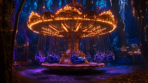 Fantasy Forest Carousel at Night