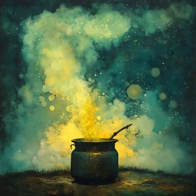 Golden Potion: Alchemy in Teal and Yellow