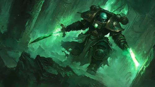 Fantasy Warrior in Green Ambiance