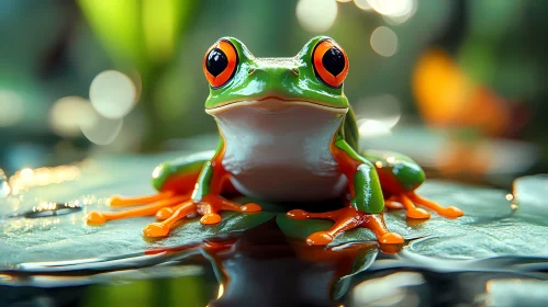 Colorful Frog in Rainforest Setting