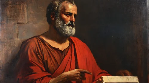 Classical Man Portrait in Red Robe