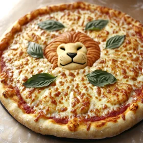 Pizza with Lion Design