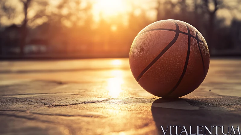 Basketball in the Sunset AI Image