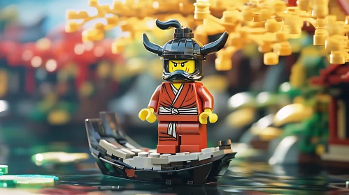 Samurai Lego Figure on Watercraft