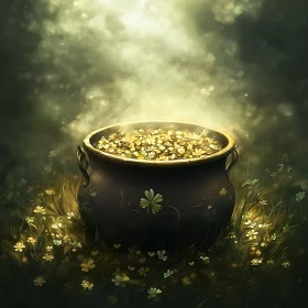 Golden Fortune Amidst Shamrock Field