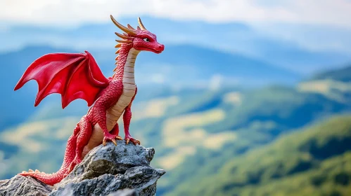 Fantasy Dragon on Mountain Peak