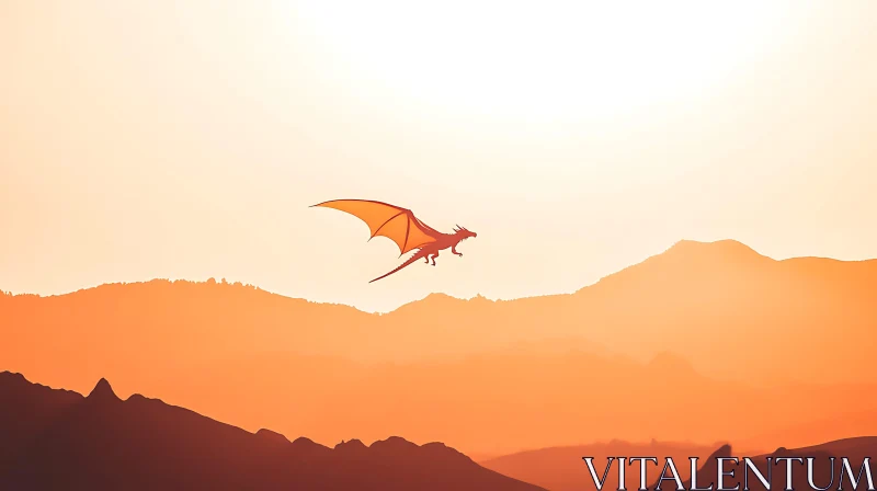 Sunset Dragon Silhouette AI Image