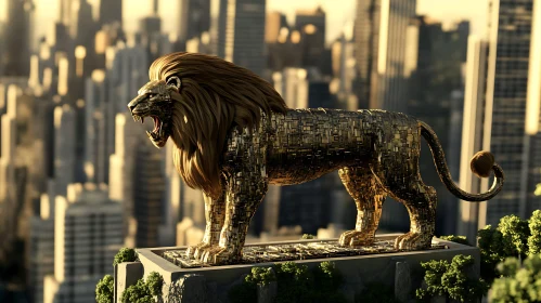 Urban Guardian: Golden Lion Art