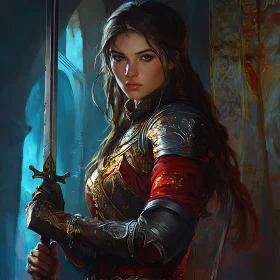 Female Warrior Portrait with Sword