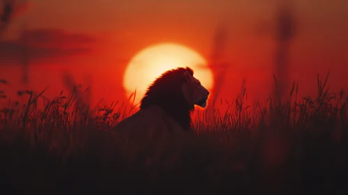 Sunset Lion Portrait