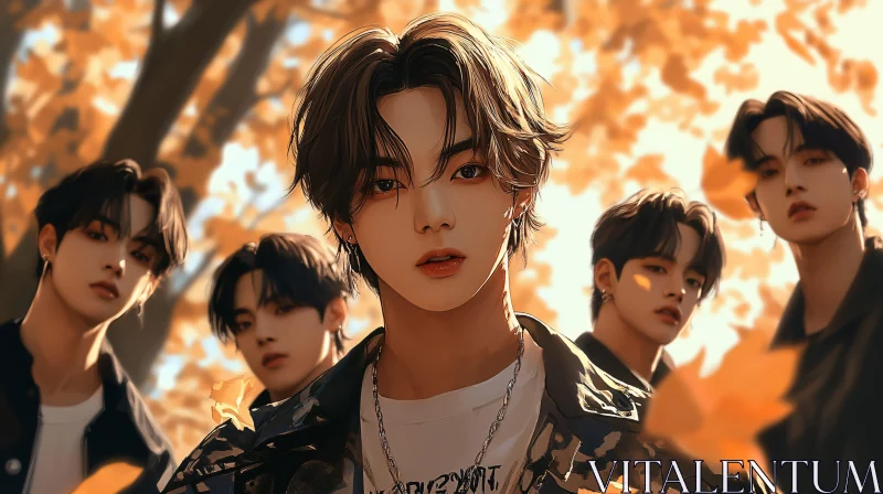 AI ART Autumnal Portrait of Young Men