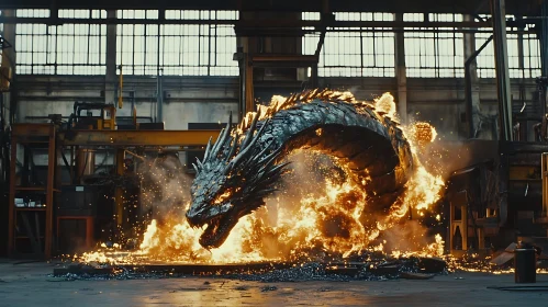 Fiery Dragon Industrial Scene