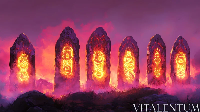 AI ART Glowing Runes on Ancient Stones at Twilight