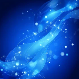 Abstract Blue Waves with Glowing Lights