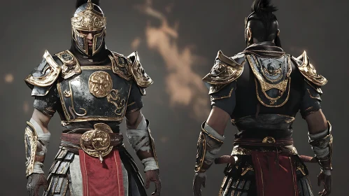 Medieval Warrior in Ornate Armor