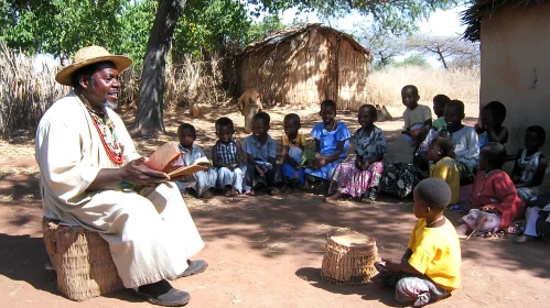 Rural Education Scene with Children