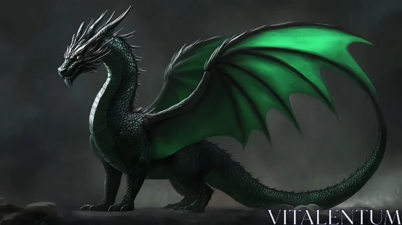 AI ART Dragon with Green Wings