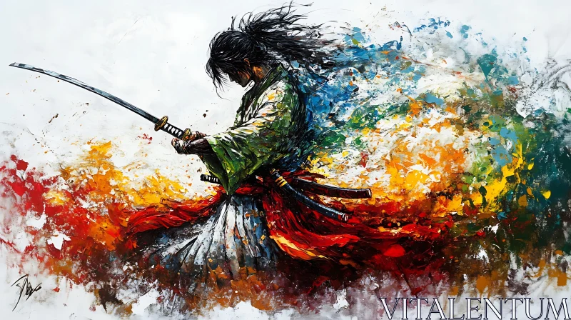 AI ART Abstract Samurai Painting