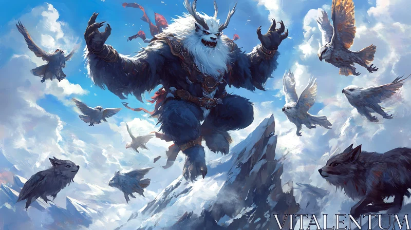 AI ART Fantasy Monster Above Mountains