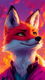 Vivid Fox Illustration at Dusk