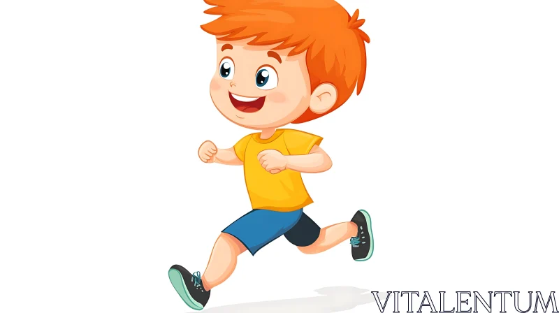 Cheerful Boy in Motion Cartoon AI Image