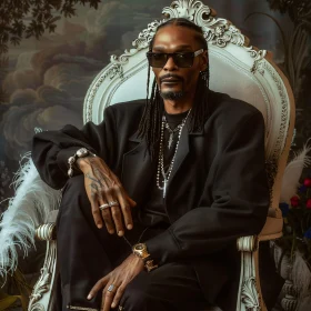 Elegant Snoop Dogg Portrait in Black Suit