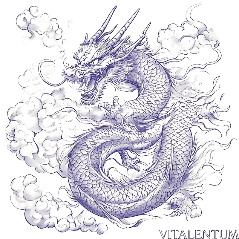 Mythical Dragon Sketch AI Image