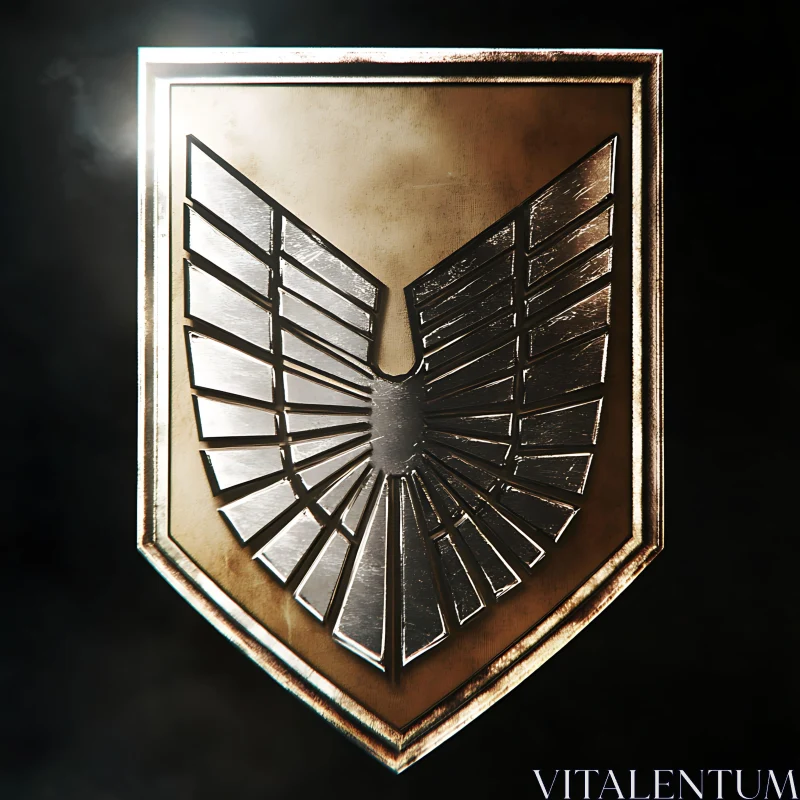 AI ART Abstract Metal Wings Shield