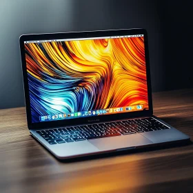 Laptop Displaying Vivid Abstract Background