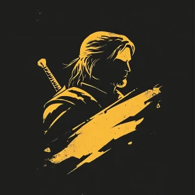 Man with Sword Silhouette Art