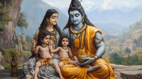 Hindu Deity with Family: A Cultural Icon