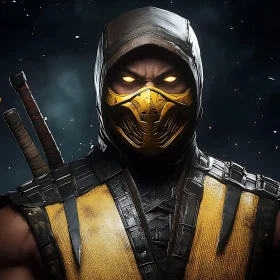 Intense Gaze of Masked Fighter