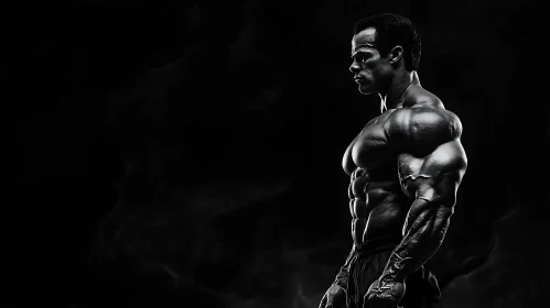 B&W Muscular Man: Fitness and Bodybuilding Art