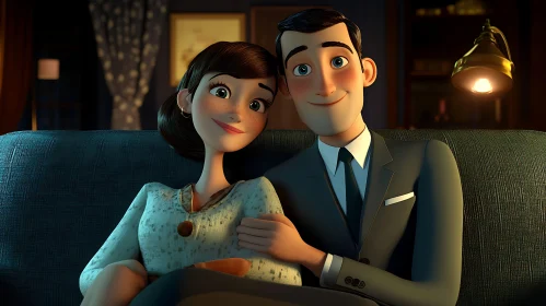 Animated Love: A Couple's Cozy Moment