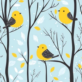 Birds on Branches Winter Pattern