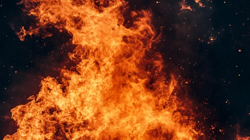 Vivid Blaze of Flames and Sparks