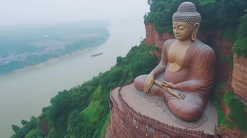 Giant Buddha Statue on Cliffside